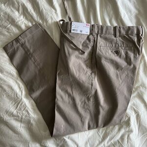 NWT Uniqlo Smart Ankle Pants (2-Way Stretch, Cotton) Size M Beige Waist30-33 in